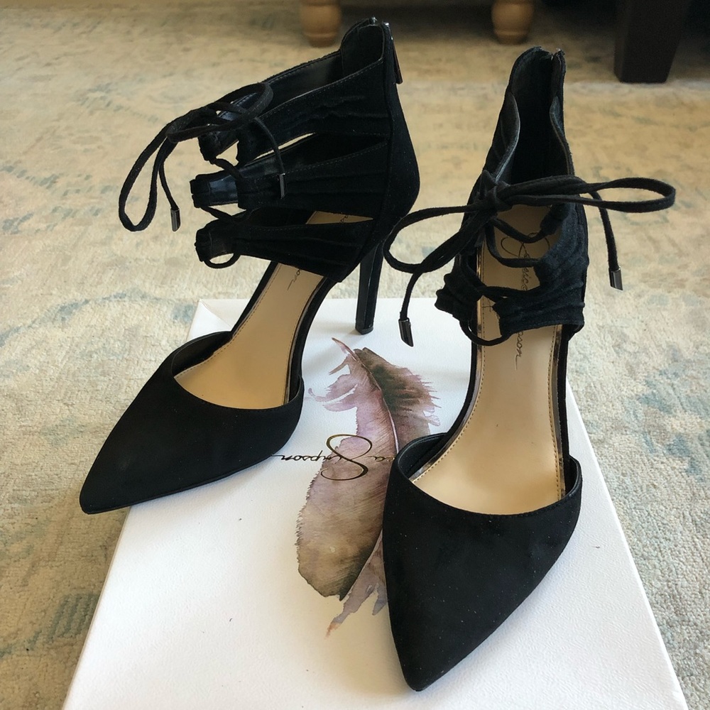 Jessica Simpson Caleya Lace Up Pump in Black Suede